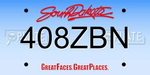 408ZBN South Dakota License Plate