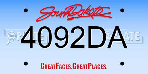 4092DA South Dakota License Plate