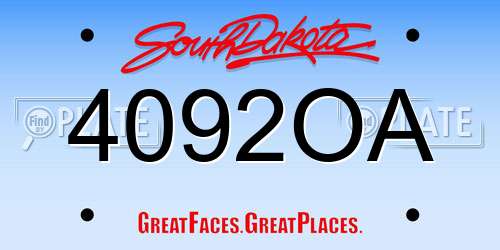 4092OA South Dakota License Plate