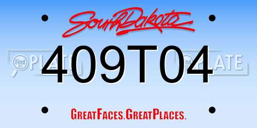 409T04 South Dakota License Plate