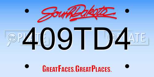 409TD4 South Dakota License Plate