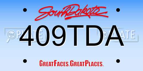 409TDA South Dakota License Plate