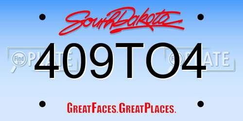 409TO4 South Dakota License Plate