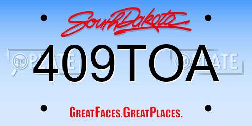 409TOA South Dakota License Plate