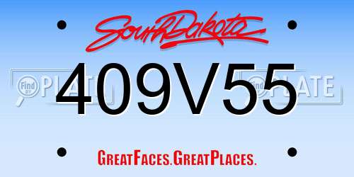 409V55 South Dakota License Plate