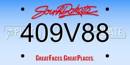 409V88 South Dakota License Plate
