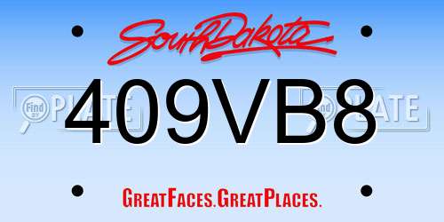 409VB8 South Dakota License Plate