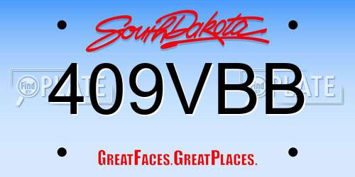 409VBB South Dakota License Plate