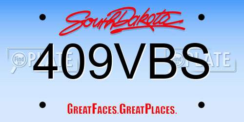 409VBS South Dakota License Plate