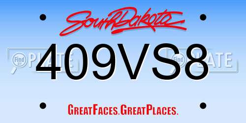 409VS8 South Dakota License Plate