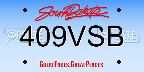 409VSB South Dakota License Plate