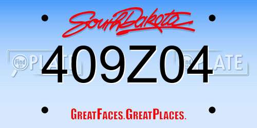 409Z04 South Dakota License Plate
