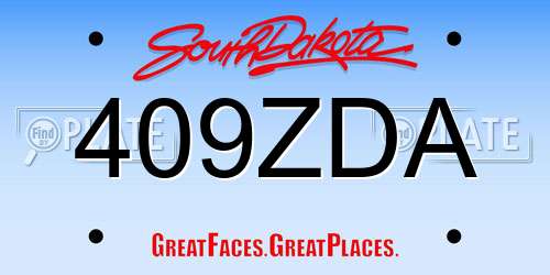 409ZDA South Dakota License Plate