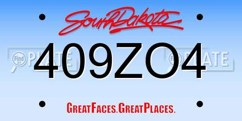 409ZO4 South Dakota License Plate