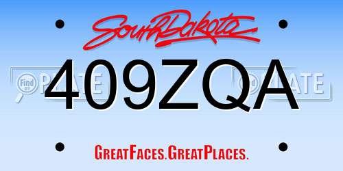 409ZQA South Dakota License Plate