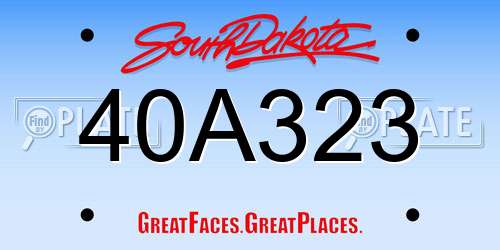 40A323 South Dakota License Plate
