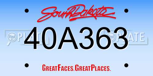 40A363 South Dakota License Plate