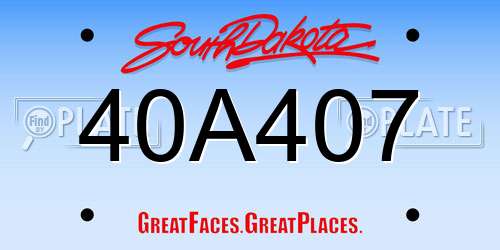 40A407 South Dakota License Plate