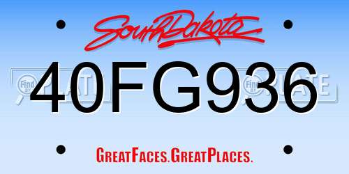 40FG936 South Dakota License Plate