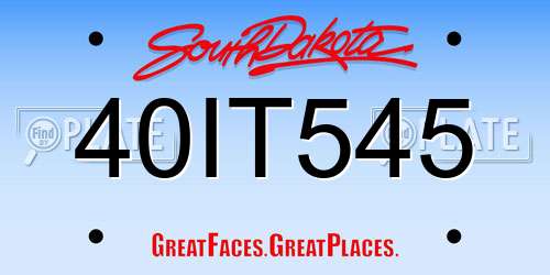40IT545 South Dakota License Plate