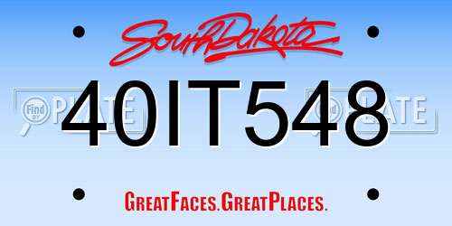 40IT548 South Dakota License Plate