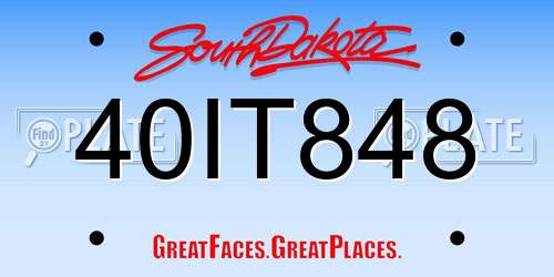 40IT848 South Dakota License Plate