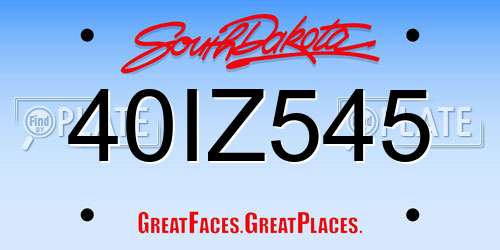 40IZ545 South Dakota License Plate