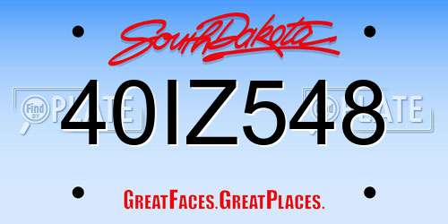 40IZ548 South Dakota License Plate