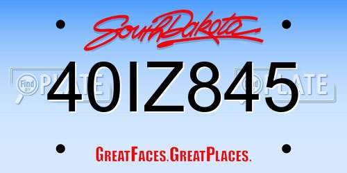 40IZ845 South Dakota License Plate