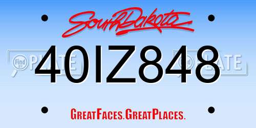 40IZ848 South Dakota License Plate