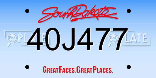 40J477 South Dakota License Plate