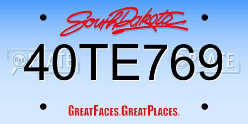 40TE769 South Dakota License Plate