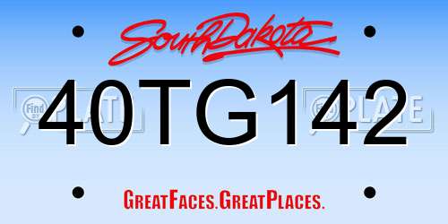 40TG142 South Dakota License Plate