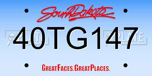 40TG147 South Dakota License Plate