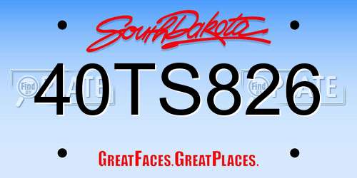 40TS826 South Dakota License Plate
