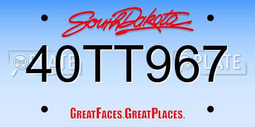 40TT967 South Dakota License Plate