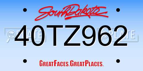 40TZ962 South Dakota License Plate