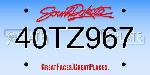 40TZ967 South Dakota License Plate