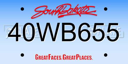 40WB655 South Dakota License Plate