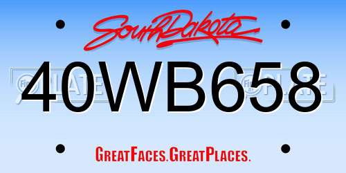 40WB658 South Dakota License Plate