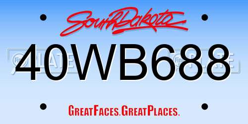 40WB688 South Dakota License Plate