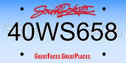 40WS658 South Dakota License Plate