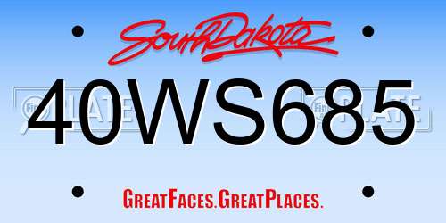 40WS685 South Dakota License Plate