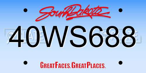 40WS688 South Dakota License Plate