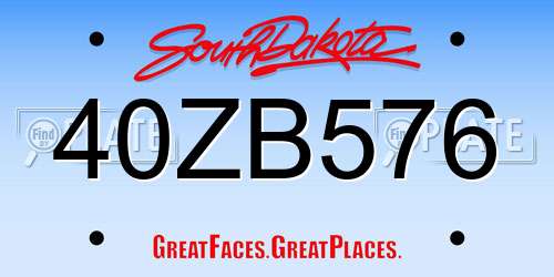 40ZB576 South Dakota License Plate