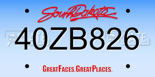 40ZB826 South Dakota License Plate
