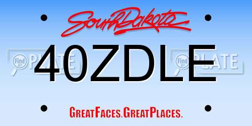 40ZDLE South Dakota License Plate