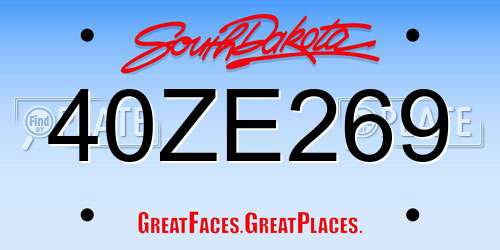 40ZE269 South Dakota License Plate