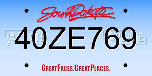 40ZE769 South Dakota License Plate