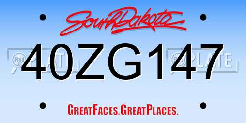 40ZG147 South Dakota License Plate